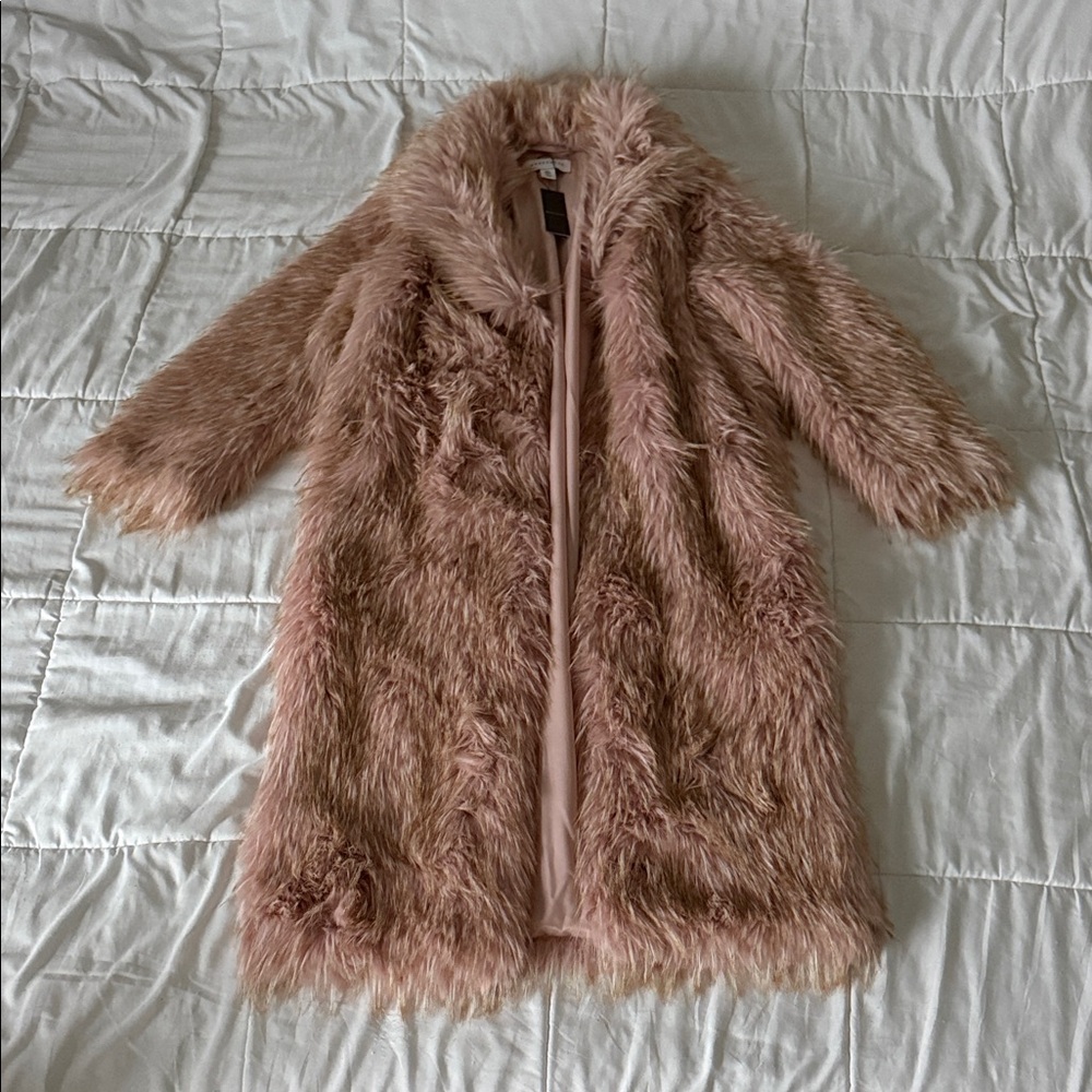 Topshop Warehouse Pink Faux Fur Coat